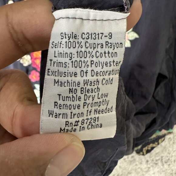 Johnny Was Dress Womens Large Black Embroidered Floral Boho Tunic C30117-9 - Picture 5 of 6